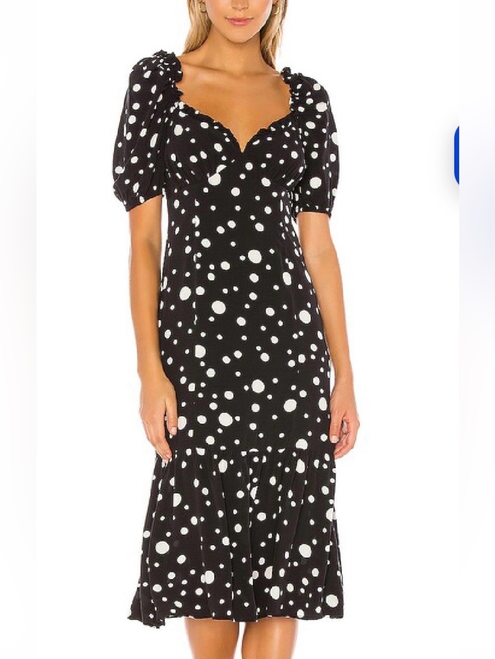 Lovers + Friends Black and White Polka Dot Dennis Midi Dress